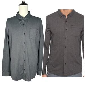 Travis Mathew | Men | Couig Woven Gray Long Sleeve Button Down Shirt | Size XL